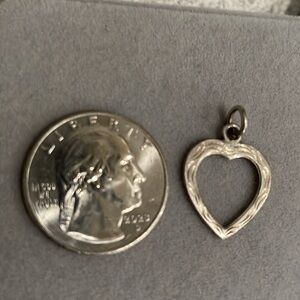 Vintage Sterling Silver Stamp 925 Open Heart with design charm/ pendant
